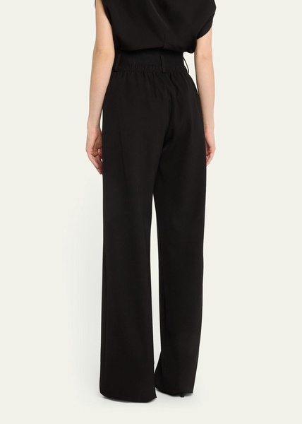 Logo Banded Straight Leg Wool Pants