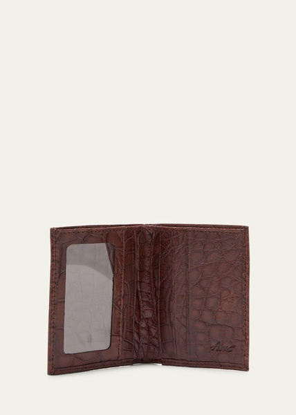 Men's Matte Alligator Leather Bifold Wallet w/ ID Window