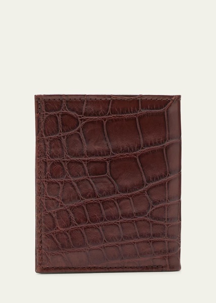 Men's Matte Alligator Leather Bifold Wallet w/ ID Window