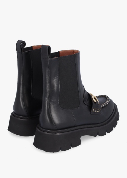 Clarity Black Leather Chunky Ankle Boots