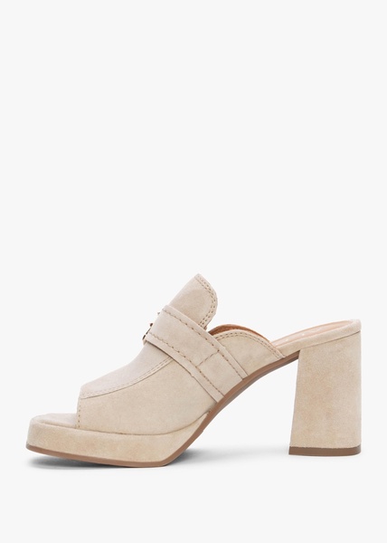 Memphis Beige Suede Block Heel Mules