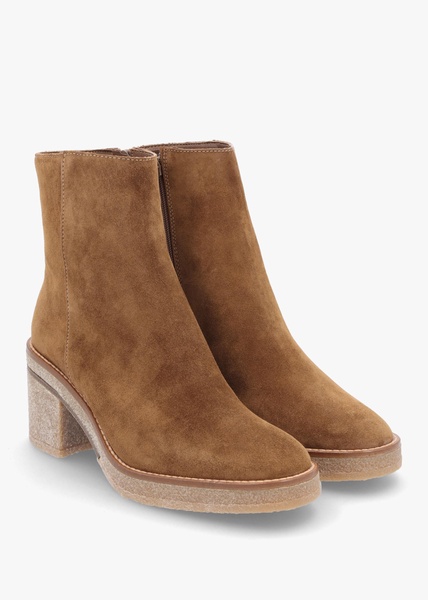 Airy Tan Suede Block Heel Ankle Boots