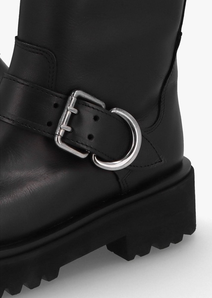 Atom Black Leather Chunky Biker Boots