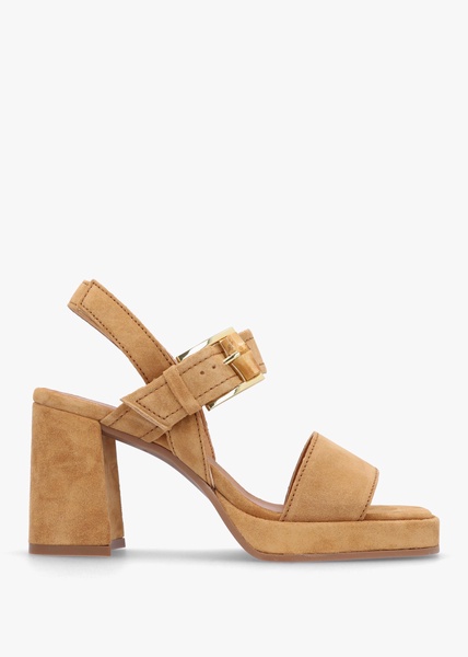 Athens Tan Suede Block Heel Platform Sandals