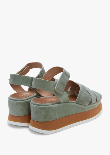 Atlanta Khaki Suede Cross Strap Wedge Sandals