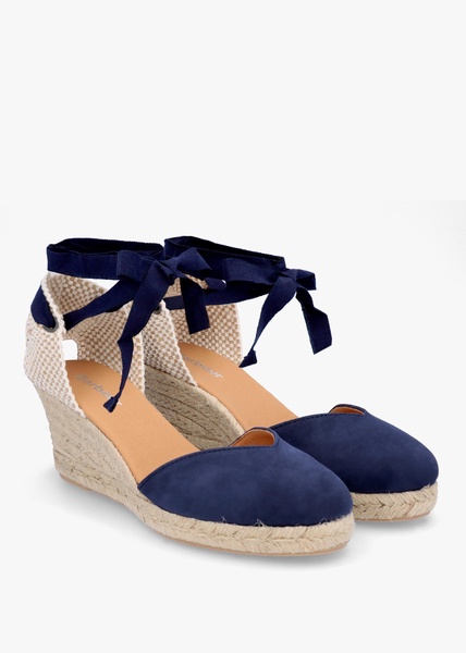 Juana Dark Navy Suede Wedge Espadrilles