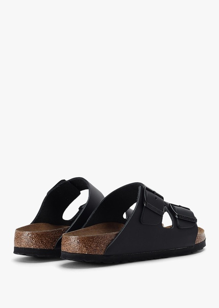 Arizona Black Natural Leather Two Bar Mules