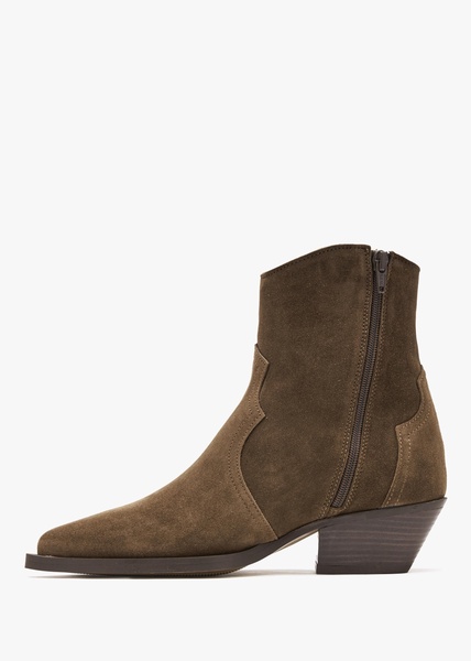 Addax Tan Suede Western Ankle Boots