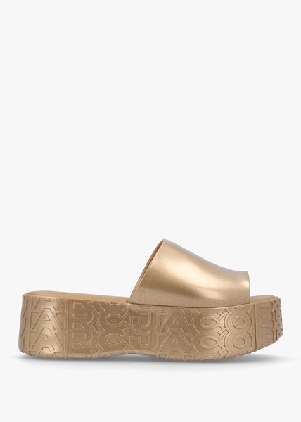 x Melissa Becky Gold Slab Sole Mules