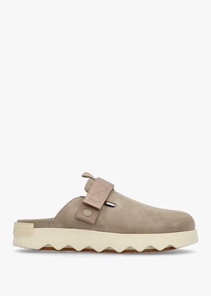 Viibe Omega Taupe Honey White Suede Clogs