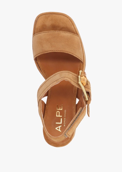 Athens Tan Suede Block Heel Platform Sandals