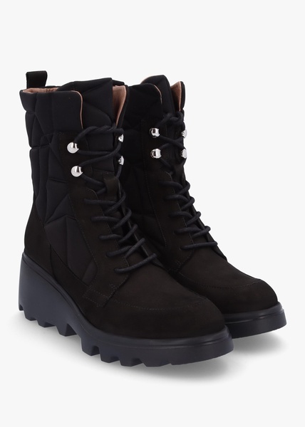 Toronto Black Suede & Nylon Wedge Ankle Boots