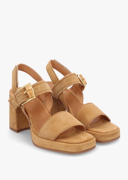 Athens Tan Suede Block Heel Platform Sandals