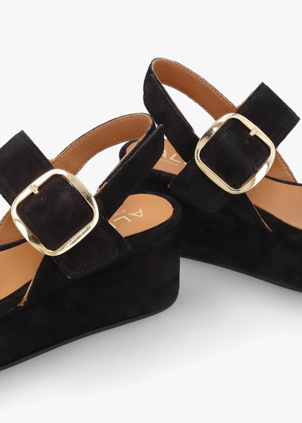 Altona Black Suede Flatform Sandals