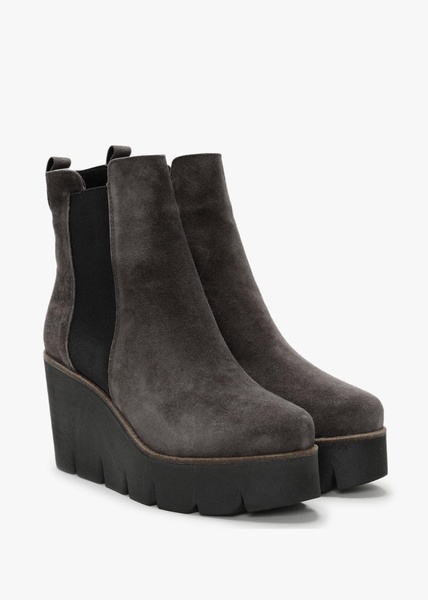 Alpaca Grey Suede Wedge Ankle Boots