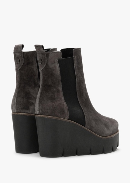 Alpaca Grey Suede Wedge Ankle Boots