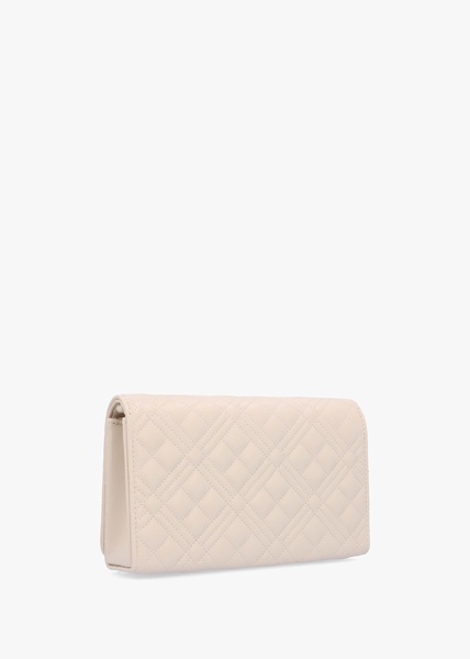 Diamond Quilt Flapover Avorio Cross-Body Bag