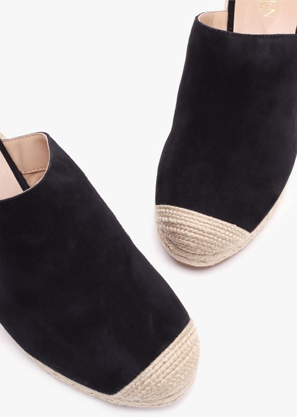 Pennie Black Suede Blackless Wedge Espadrilles