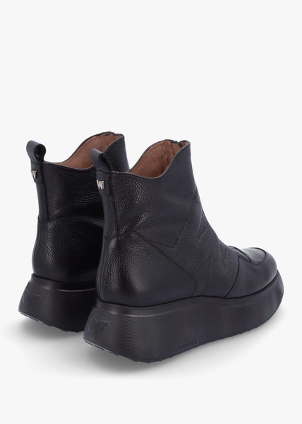 Beti Black Leather Wedge Ankle Boots