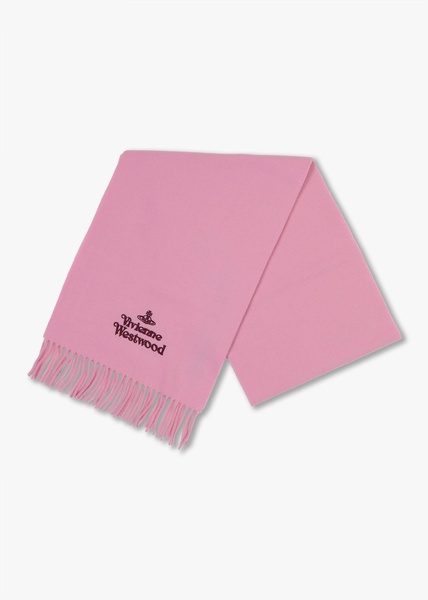 Unisex Embroidered Pink Wool Scarf