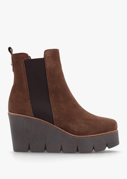 Alpaca Brown Suede Wedge Ankle Boots