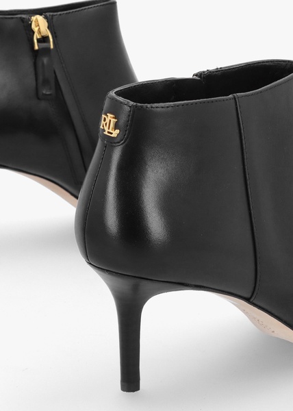 Lizie Burnished Black Leather Heeled Ankle Boots