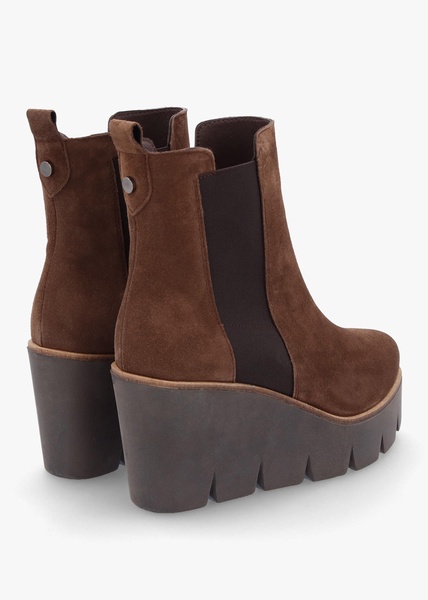 Alpaca Brown Suede Wedge Ankle Boots