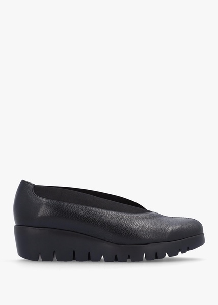 Agadir Black Leather Wedge Shoes