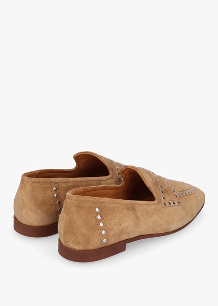 Irvine Beige Suede Studded Loafers