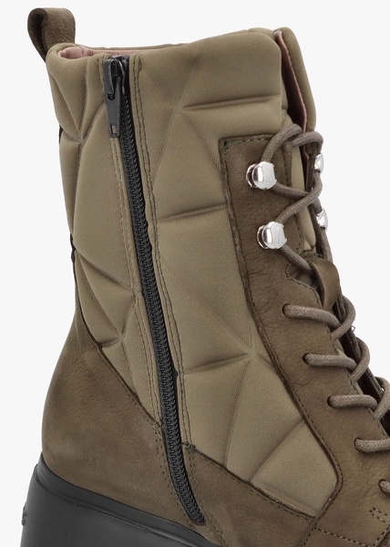 Toronto Khaki Suede & Nylon Wedge Ankle Boots