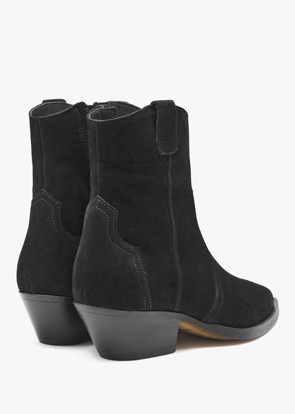 Addax Black Suede Western Ankle Boots