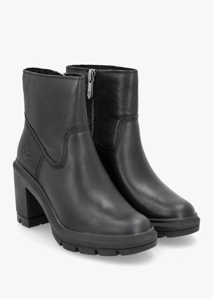 Allington Heights Black Leather Block Heel Ankle Boots