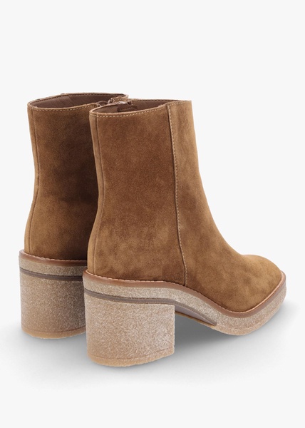 Airy Tan Suede Block Heel Ankle Boots