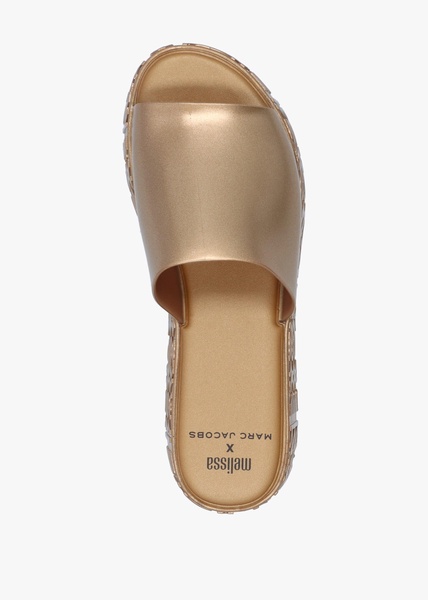 x Melissa Becky Gold Slab Sole Mules