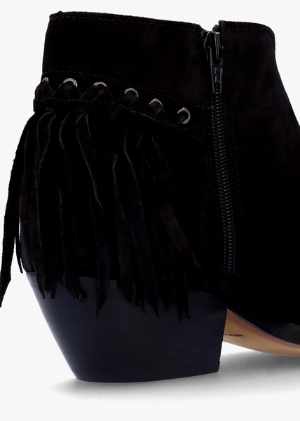 Ajax Black Suede Fringed Western Stacked Heel Ankle Boots