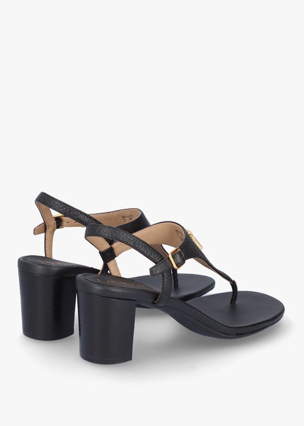 Westcott Black Leather Toe Post Heeled Sandals