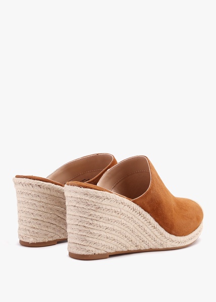 Pennie Brown Suede Blackless Wedge Espadrilles