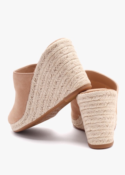 Pennie Camel Suede Blackless Wedge Espadrilles