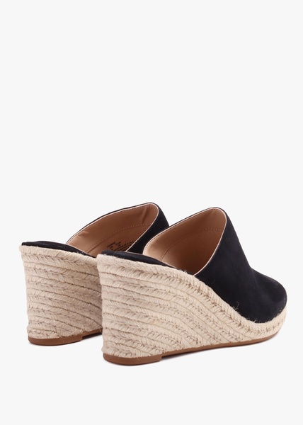 Pennie Black Suede Blackless Wedge Espadrilles