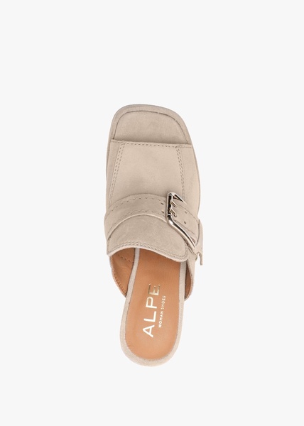 Memphis Beige Suede Block Heel Mules