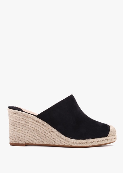 Pennie Black Suede Blackless Wedge Espadrilles