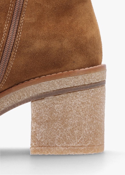 Airy Tan Suede Block Heel Ankle Boots