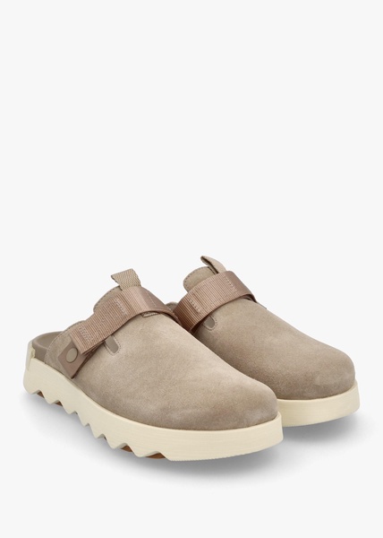 Viibe Omega Taupe Honey White Suede Clogs