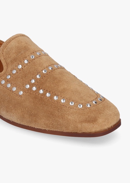 Irvine Beige Suede Studded Loafers