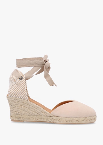 Juana Beige Suede Wedge Espadrilles