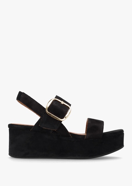 Altona Black Suede Flatform Sandals