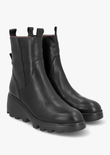 Leeds Black Smooth Leather Wedge Ankle Boots