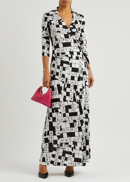 Abigail printed silk-jersey maxi wrap dress