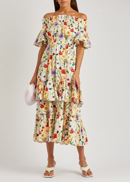 Margarita floral-print cotton maxi dress