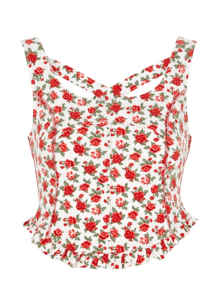 Melanie floral-print stretch-cotton tank top